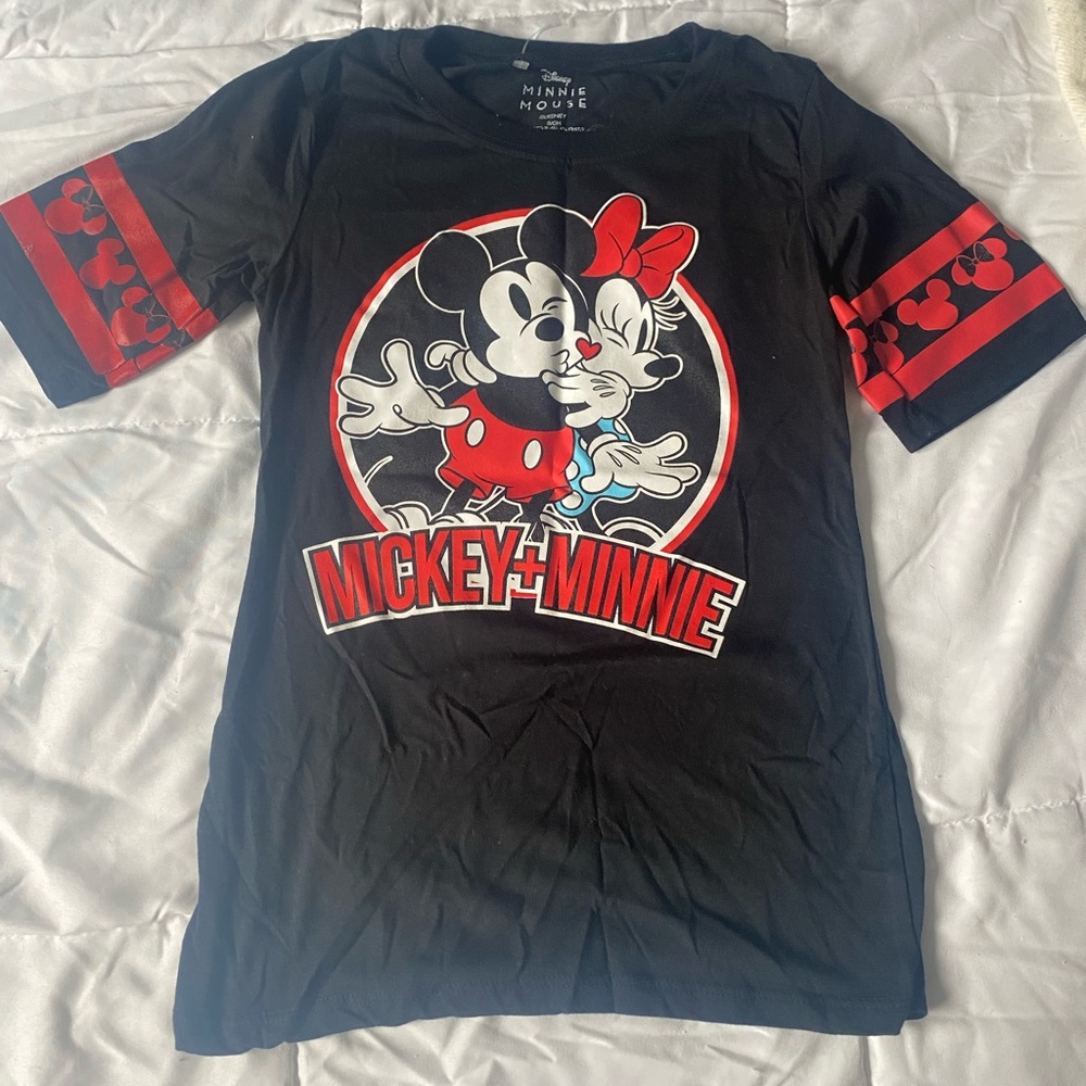 Mickey and Minnie Baseball Tee Shirt - Red and Black